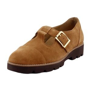 Vionic Tan Brown Buckle  Womens Carmen Mary Jane Shoes US Suede Leather